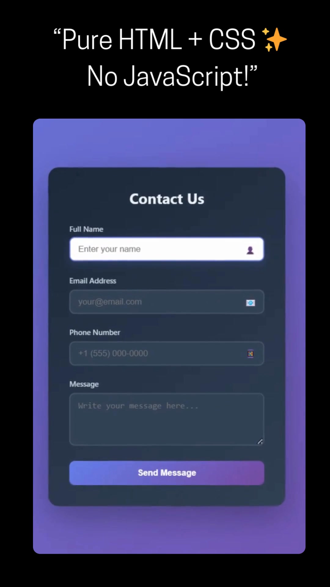 Modern animated contact form using HTML & CSS only 🔥 Smooth animations ...