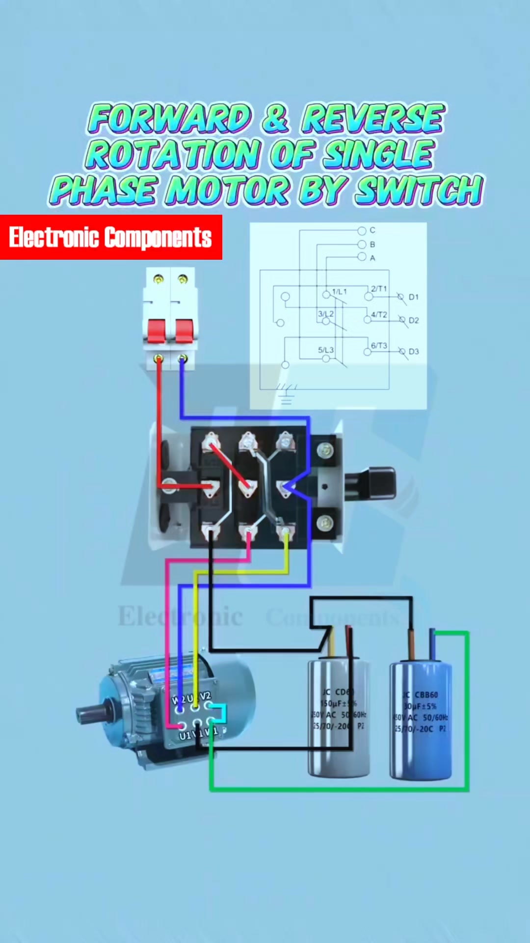Forward and Reverse Rotation of Single Phase Motor By Selector Switch ...