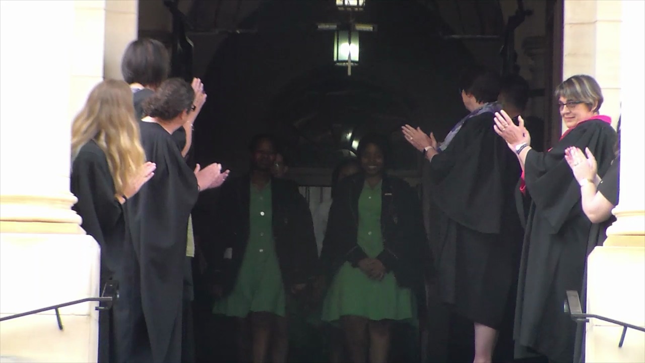The Matrics of 2022 exit the school after their final assembly as ...