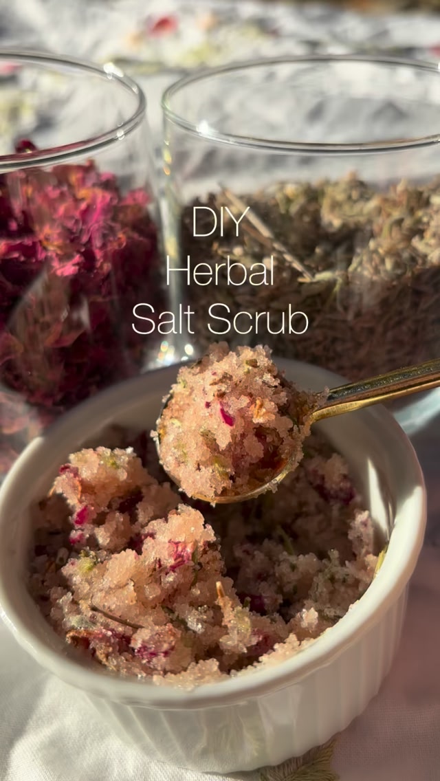 DIY Herbal Salt Scrub 🌿 A simple, two-ingredient blend that leaves your ...