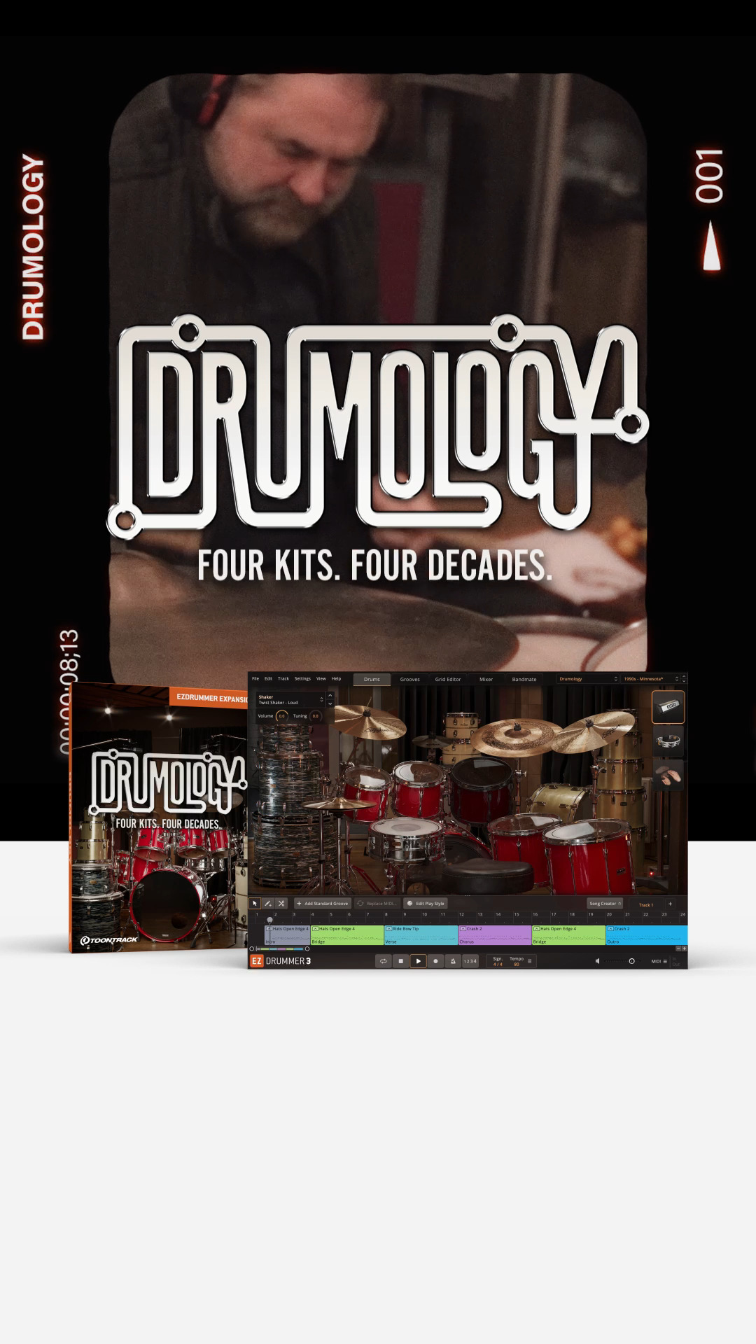 The 1990s kit from the Drumology EZX delivering some noisy grunge