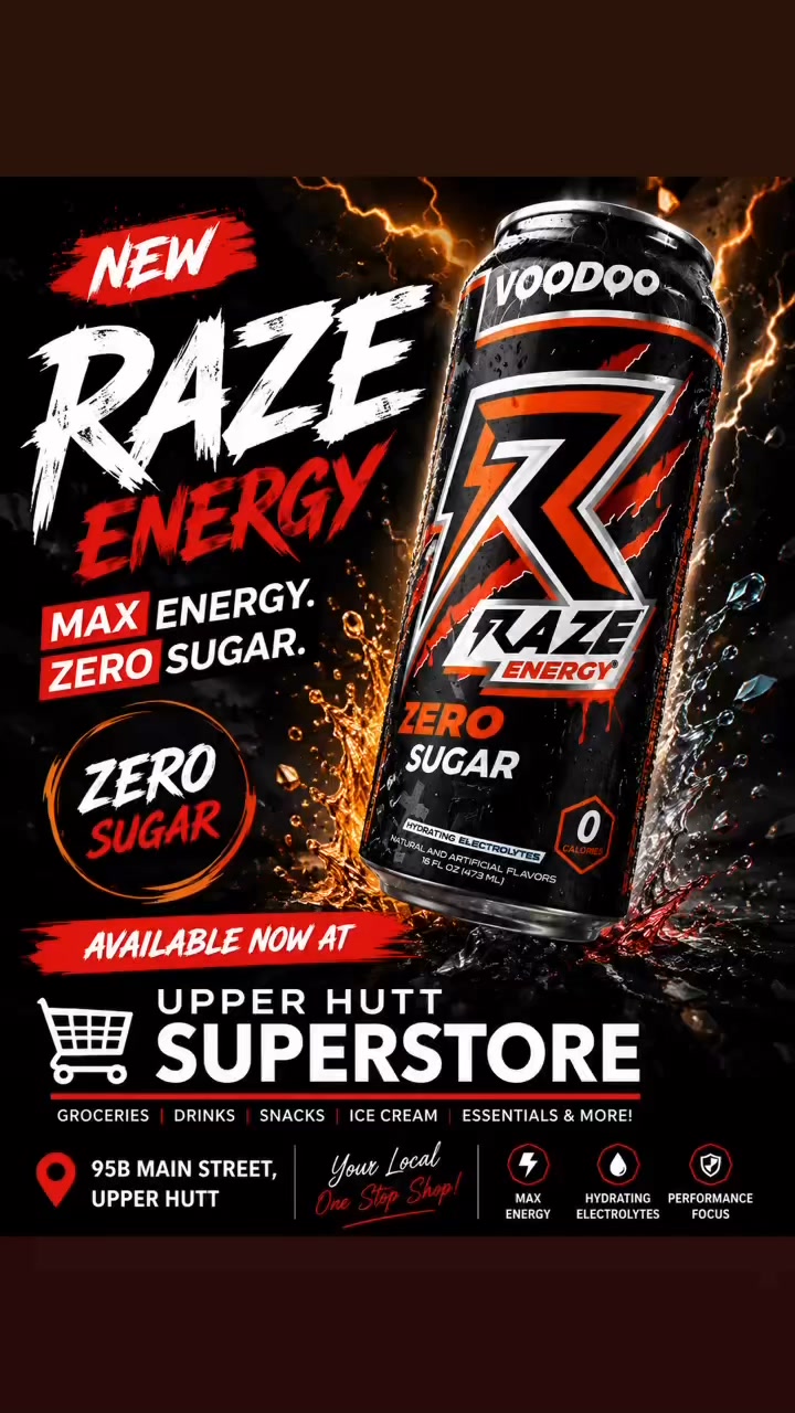 raze energy voodoo flavor ⚡ NEW DRINKS HAVE ARRIVED! ⚡, Looking for an energy boost without the sugar? 💥, 🔥 Now available at Upper Hutt Superstore:, 🖤 Voodoo, 💚 Sour Gummy Worms, 💚 Melon Apple Shock, ❤️ Watermelon Color:Brown Leather active:blue-lotus Blue Razz Ice CRAVE or prevent any disease.