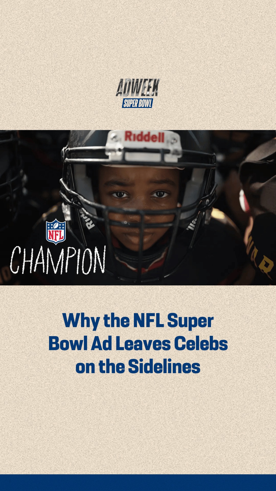 The NFL is leaving the stars on the sidelines for its Super Bowl spot ...