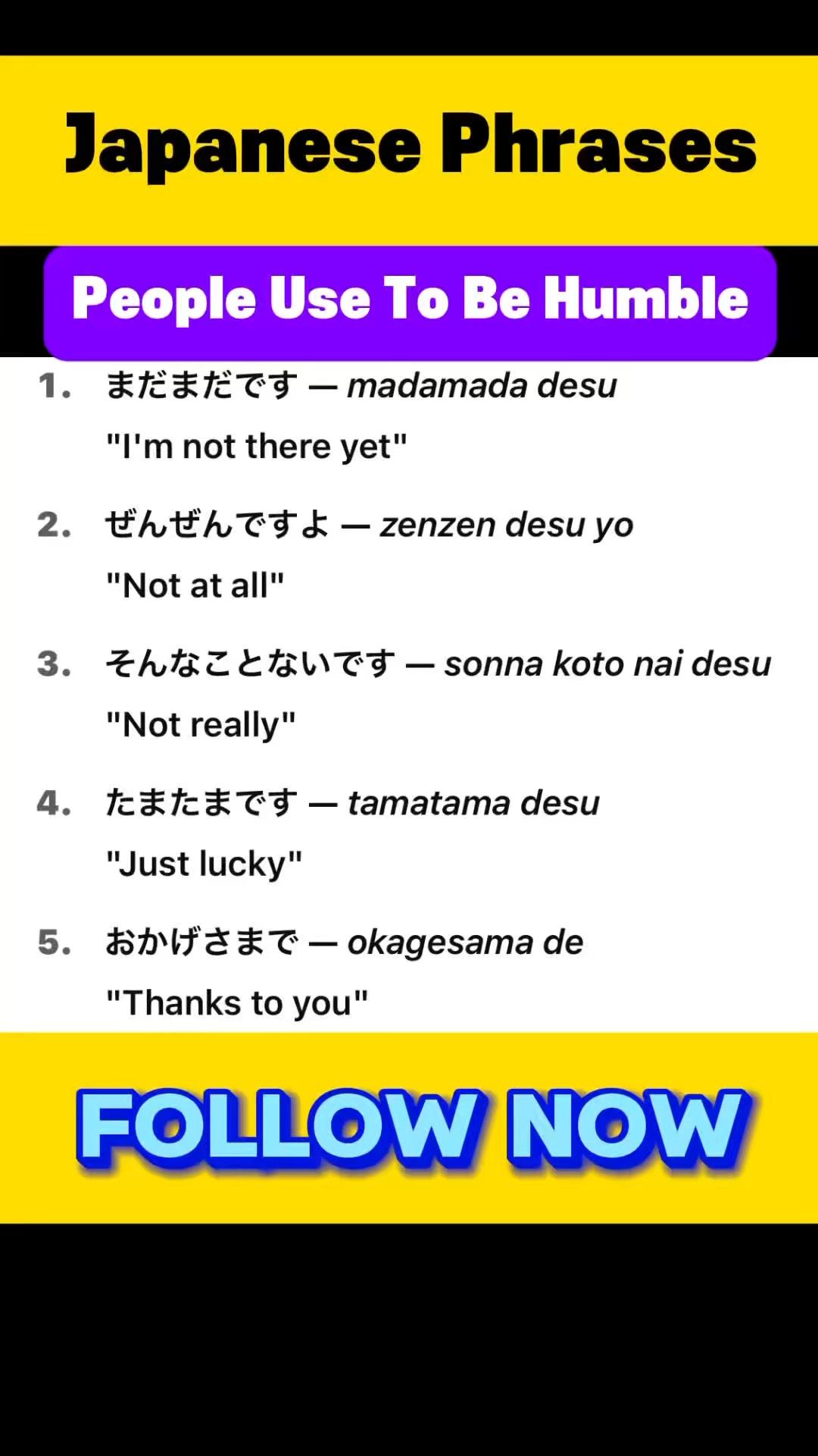 Japanese phrases People Use To Be Humble #japan #Nihongo #learnjapanese ...