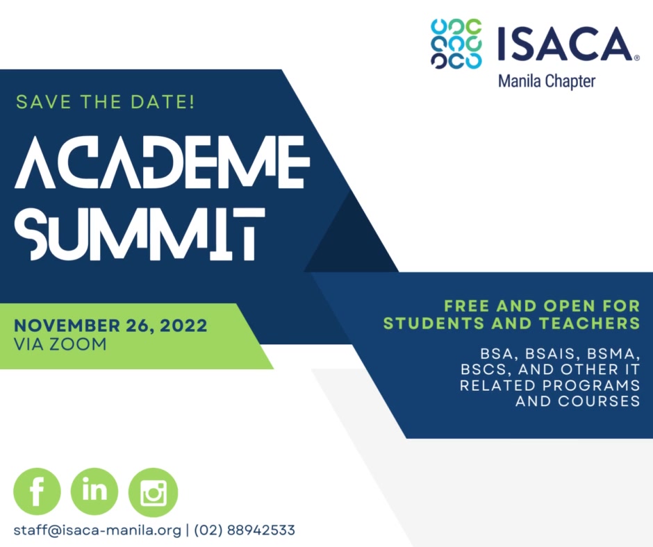 BE PART OF THIS YEAR'S ACADEME SUMMIT! The ISACA Manila Virtual Academe ...