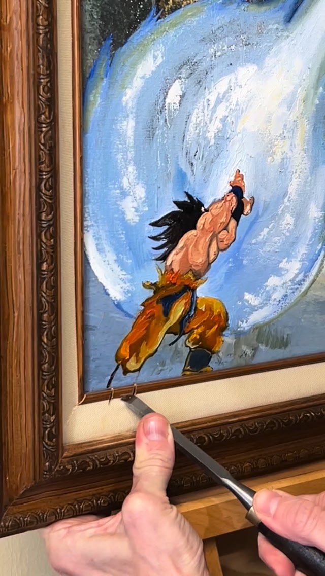 An upcycled painting x4… #kamehameha #goku #dragonball #painting
