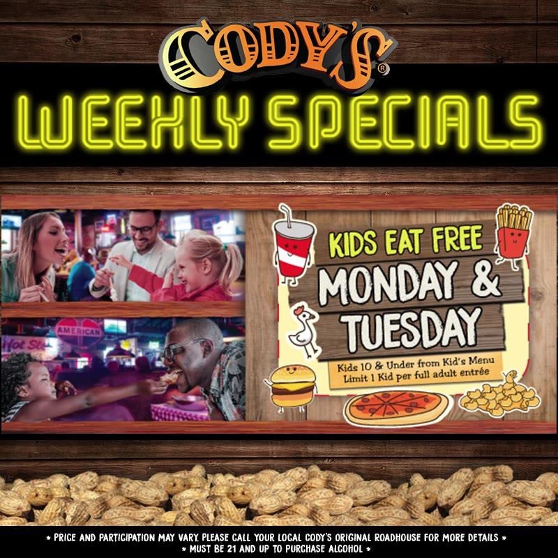 Cody S Weekly Specials Continue In 21 By Cody S Original Roadhouse Baypines Facebook