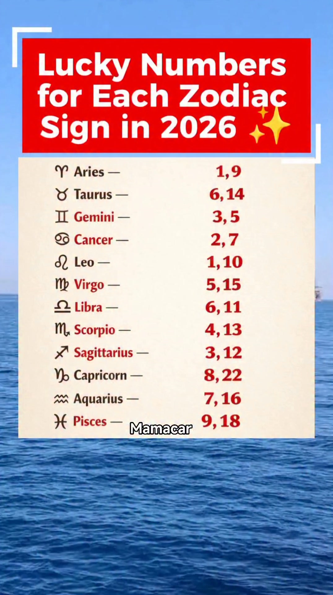 Lucky Numbers for Each Zodiac Sign in 2026 #reelsvideoシ #reelsviralシfb ...