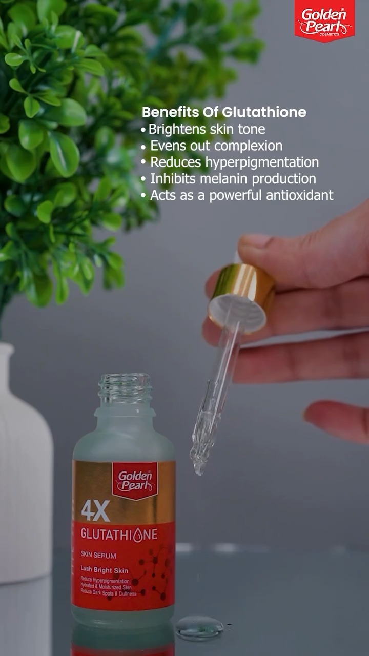 Golden Pearl’s Glutathione Serum helps bring back your skin’s glow, freshness, and healthy-looking radiance, Lightweight on the skin, powerful on the glow 🌿, ✨ يساعد سيروم الجلوتاثيون من جولدن بيرل 