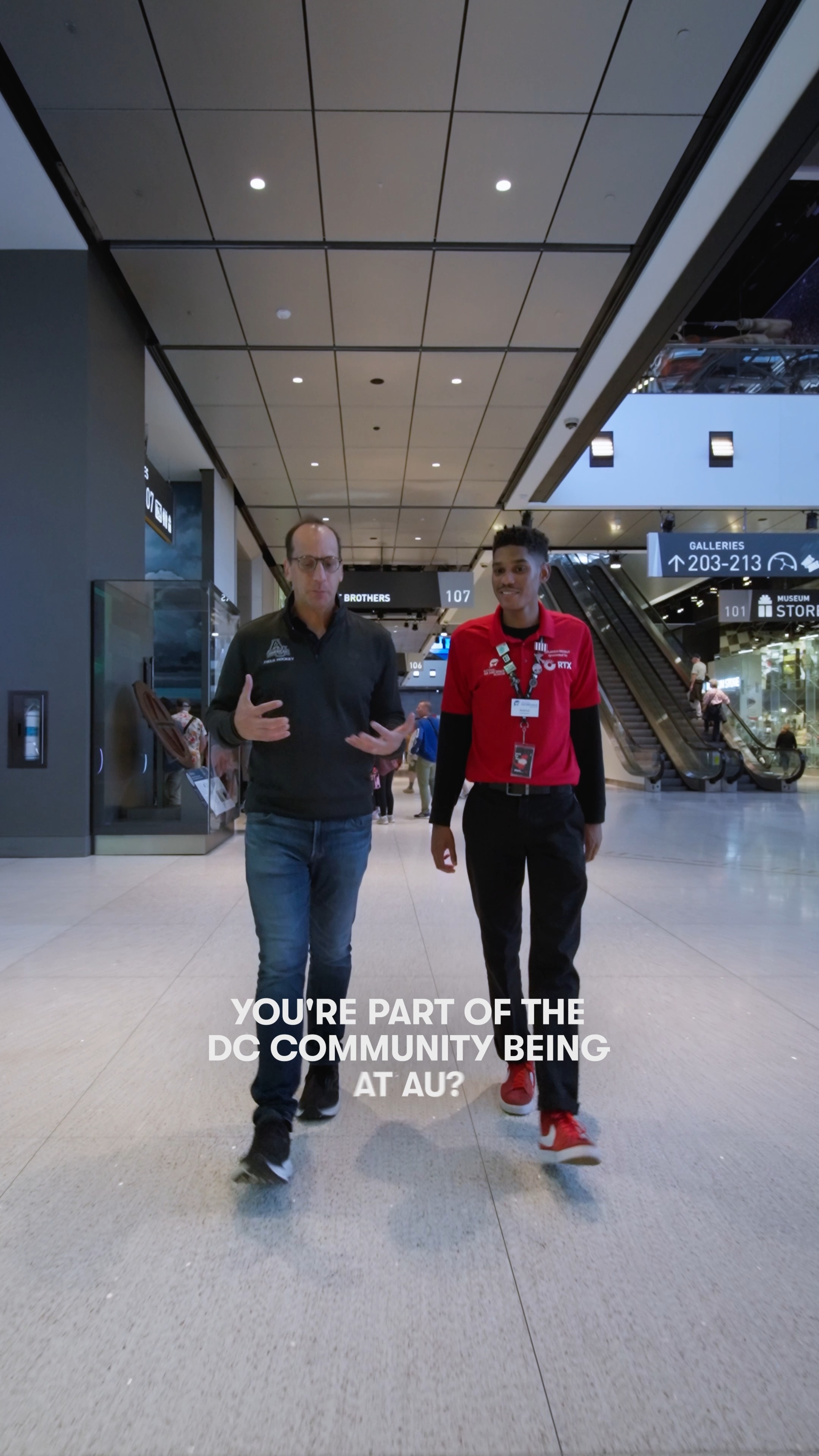 Roderick Purdy, SPA/BA '27, aviation enthusiast and Lead Explainer at the  National Air and Space Museum, Smithsonian Institution, talks with  President Dave Marchick about the advantages of having DC ...