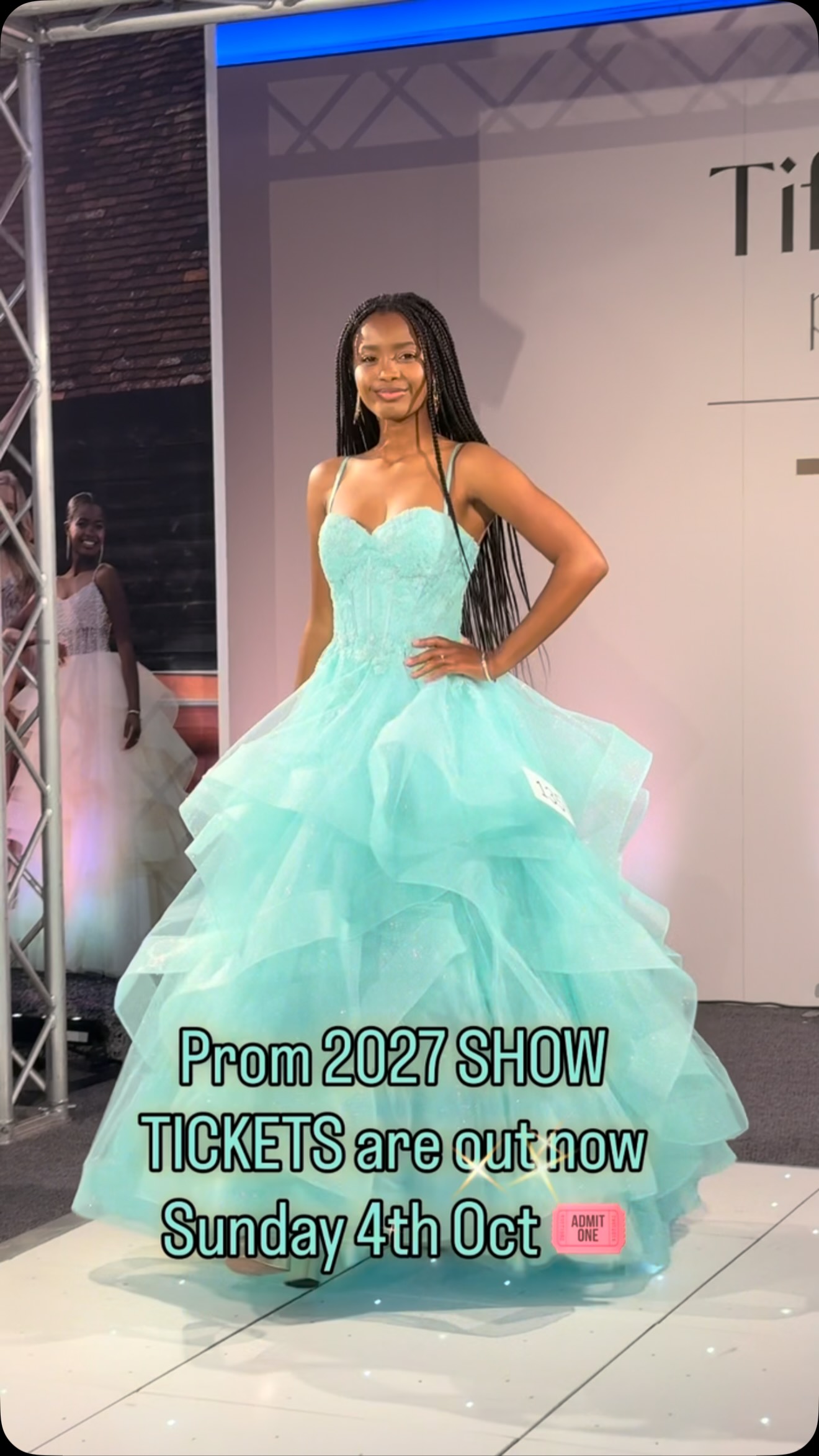 mint green and coral dress Which would you choose… or coral? 💚🧡, These incredible Tiffany’s gowns are already turning heads — they’re available to try on at Deja Elite Boutique now! ✨, Want to see even more? Join us 5-2