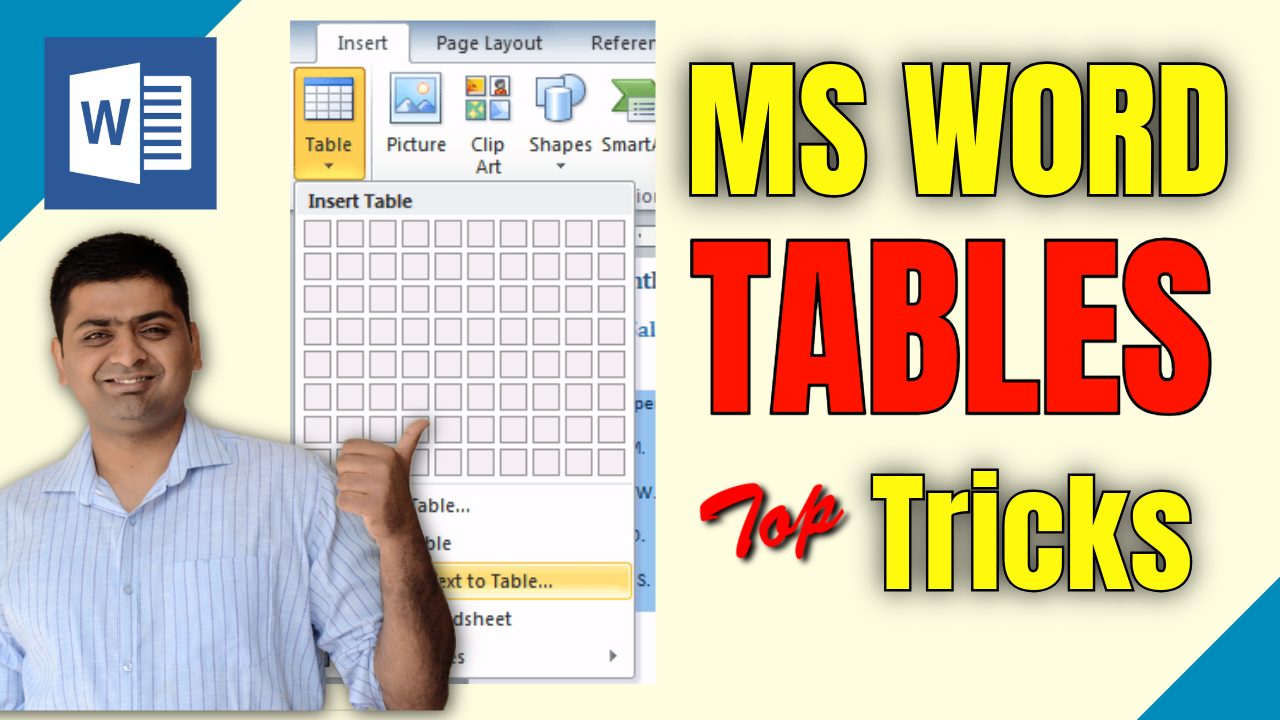 MS WORD TABLES TIP AND TRICKS FOR OFFICE WORK || MS WORD TABLES ...