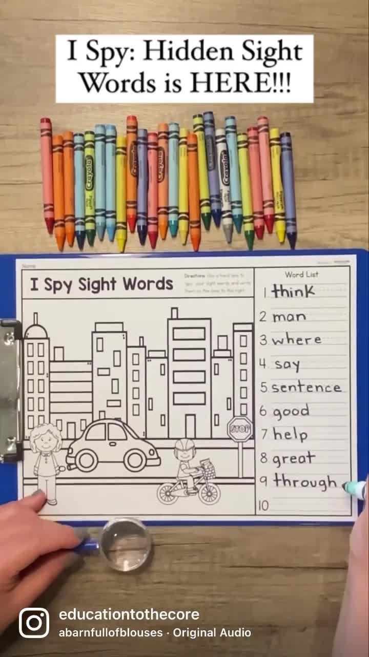 Shhhh!!!! I Spy Hidden Sight Words... - Education to the Core