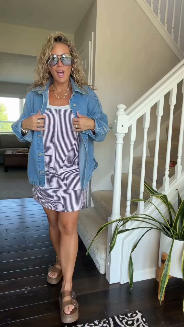 cute jumper dress How is this denim overall dress?! ✨ I am obsessed with the striped pattern—it gives it such a fun, vintage-inspired look, and it’s the perfect piece to wear now and transition right into Size:18.5