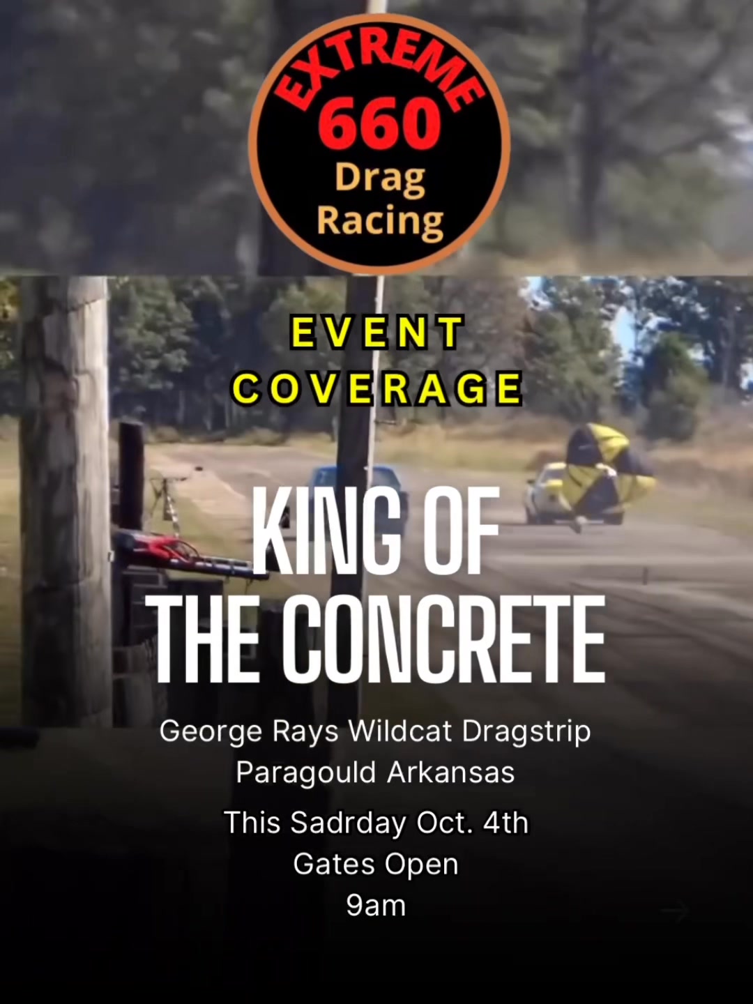 This Saturday, October 4 king of the concrete….George Rays Wildcat ...