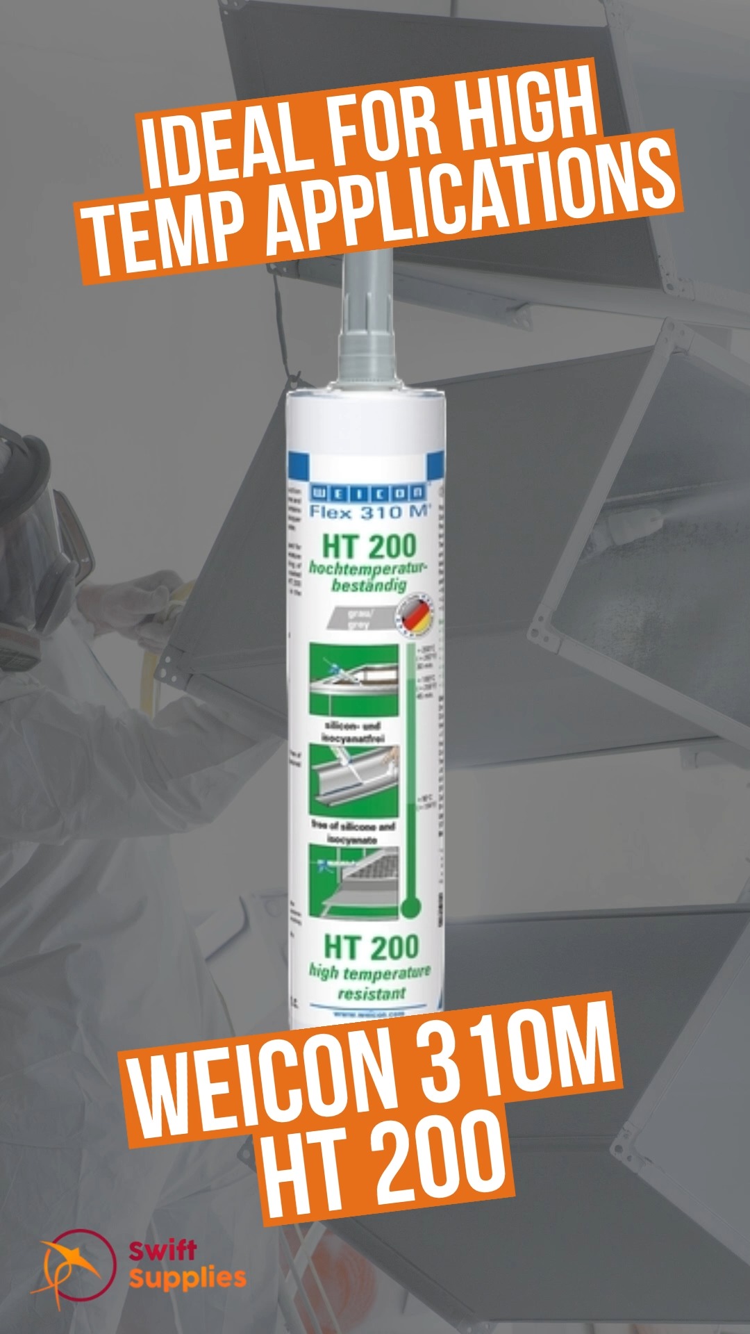WEICON Dichtstoff Flex 310 M® HT 200, Klebstoff Mit Hoher Anfangshaftung Grau Brandschutzgeprueft Nach Din En 45545 2 Hochtemperaturbestaendig Sehr Hohe Anfangshaftung S0o880ee