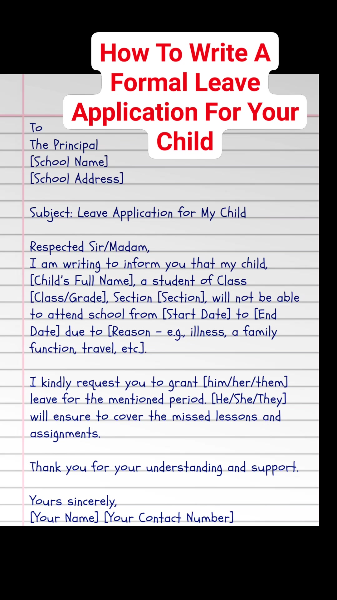 How To Write A Formal Leave Application For Your Child #trendingreels # ...