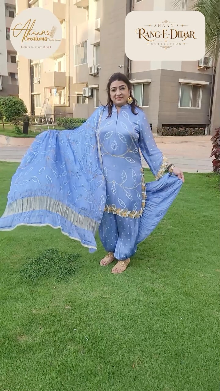 blue bandhani dress ✨ A breath of blue, beautifully handcrafted. 💙, This stunning light is adorned with exquisite handwork, bringing together delicate detailing, timeless tradition, and effortless bandhani anarkali