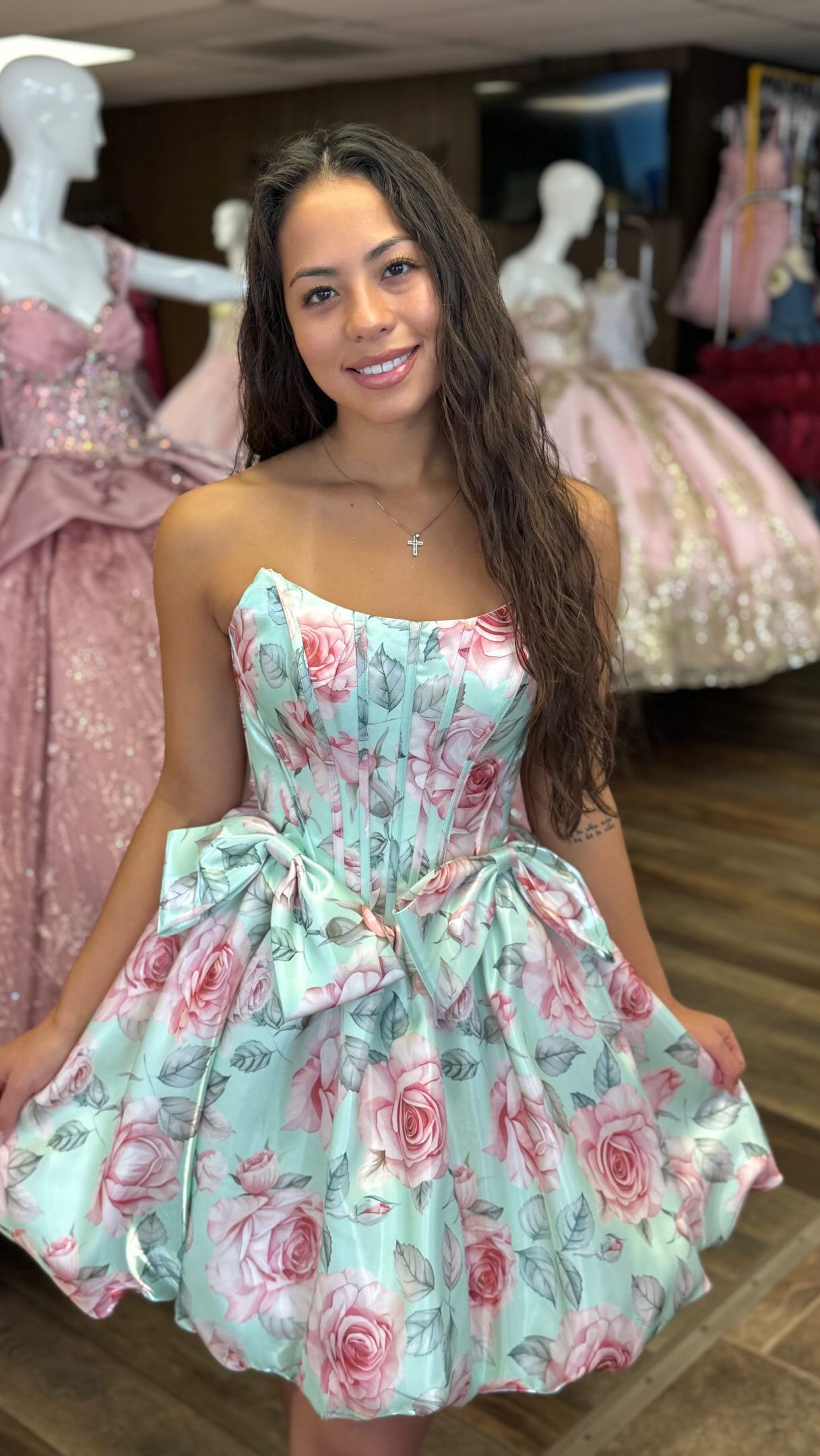 Floral a-line dress, a beauty!! ✨💐, #hoco #shortdress #floral #homecoming | Ravaa Gowns LLC