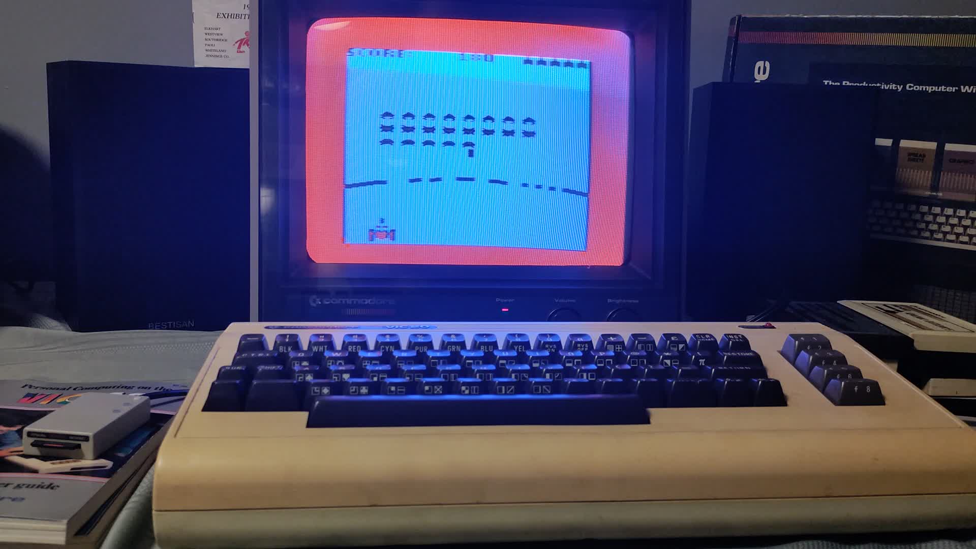 Playing GORF on my VIC-20 hooked up to a Commodore 1802 monitor