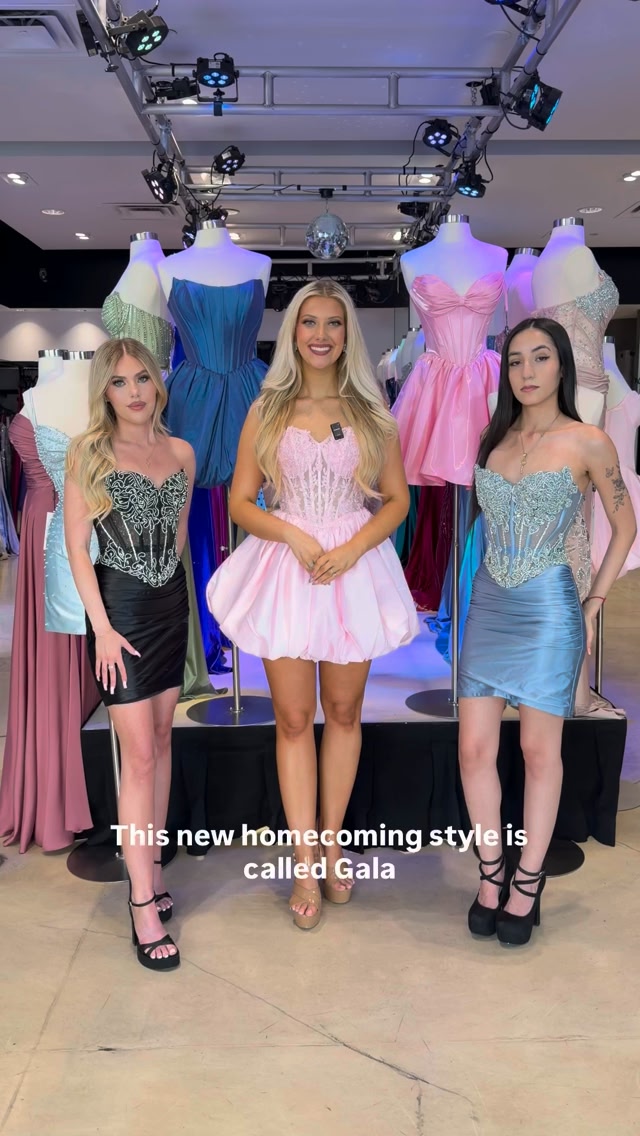 Meet Gala ✨ One style, two completely different moods., From classic black to dreamy blue, this fitted corset Homecoming dress was made to stand out. Which color are you choosing? 👀, Shop our 