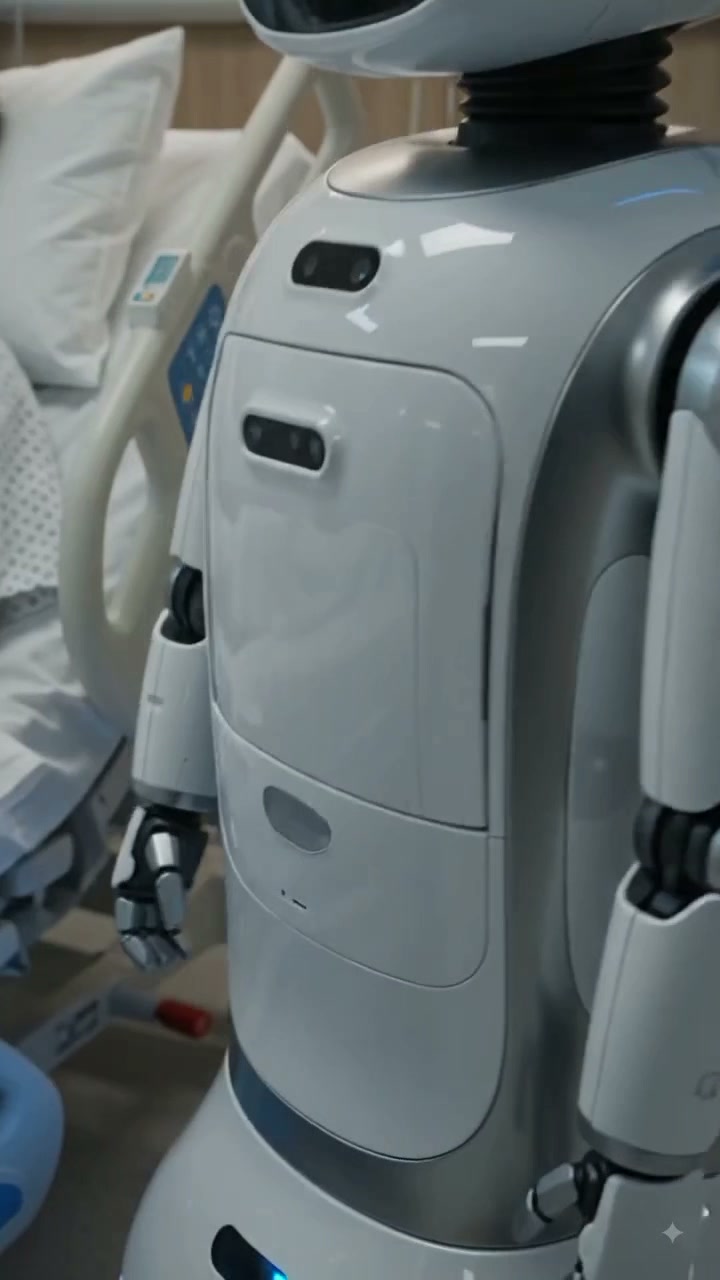 Meet the future of hospital care! This friendly robot assistant