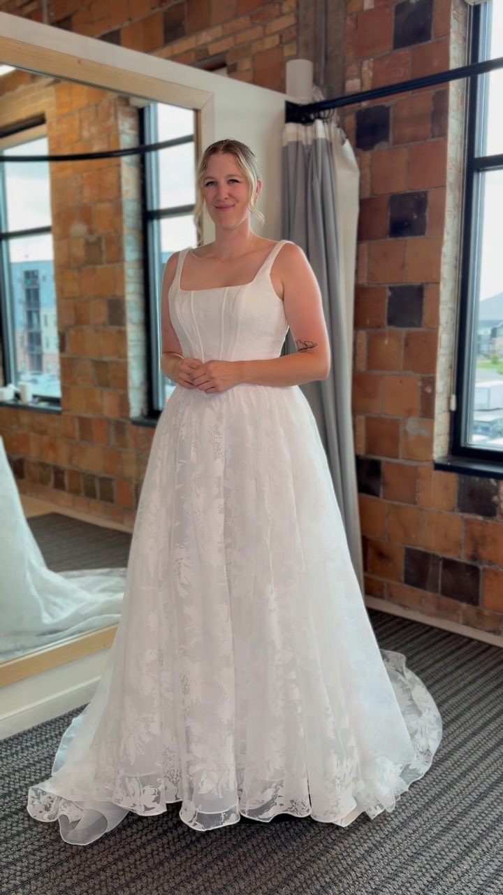 When a fabric is this good, we had to get it in multiple dresses. ☺️, Lightweight organza is the perfect fabric for the bride that wants to feel free and comfortable all night long. The burnout 