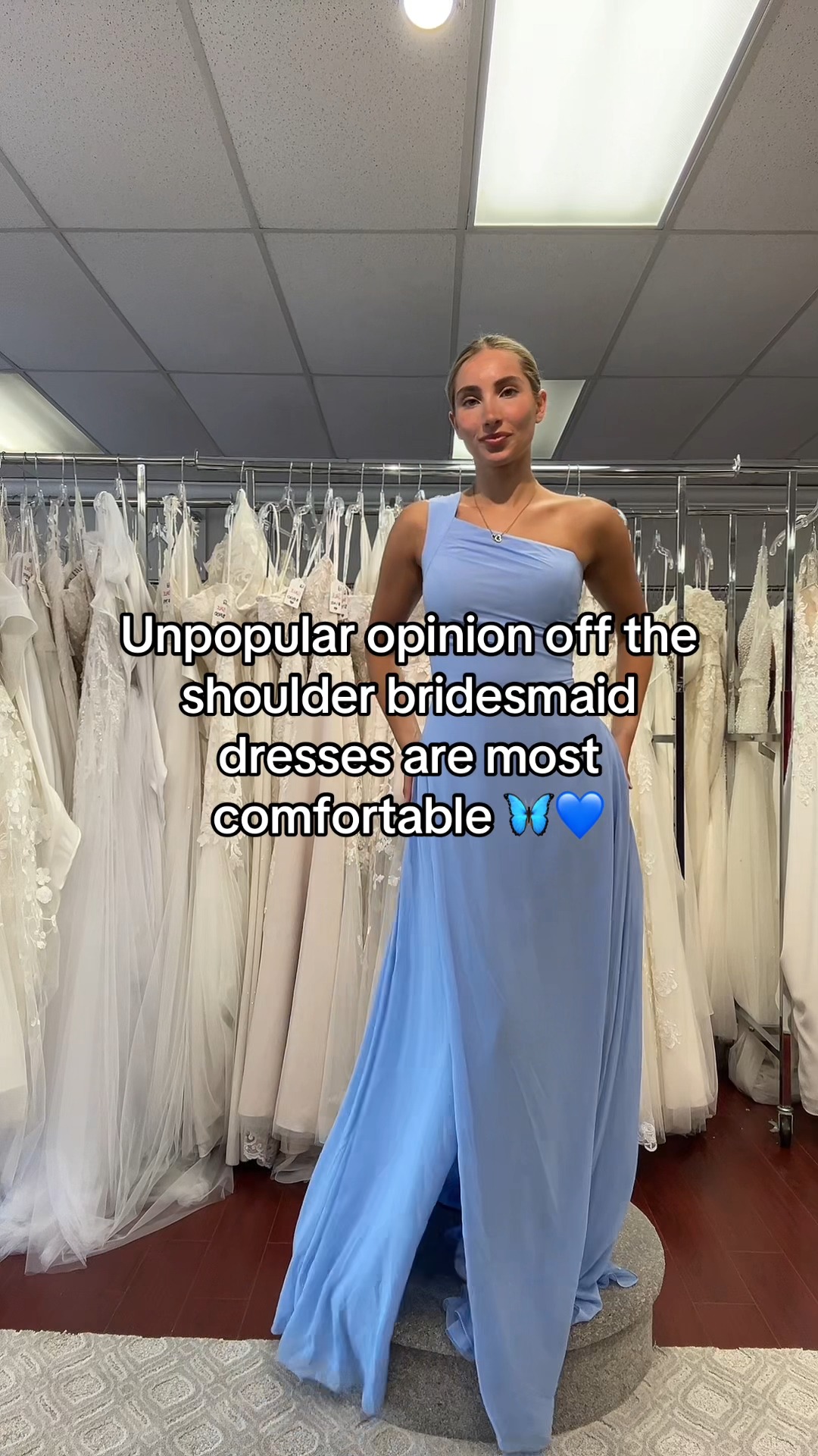 bridesmaid dresses for broad shoulders Off the shoulder are the most comfortable 💙🦋, #bestforbride #wedding #weddingtiktok #bridesmaids #bridesmaidsdresses #bluedress | 𝐁𝐞𝐬𝐭 𝐅𝐨𝐫 𝐁𝐫𝐢𝐝𝐞 𝐁𝐚𝐫𝐫𝐢𝐞 Draped Bodice Dress Pants for Women Color:HUNTER GREEN Shoulder Neckline Sleeves
