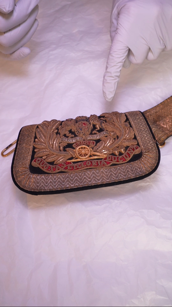 This embroidered pouch was worn by an officer in the Royal Horse ...