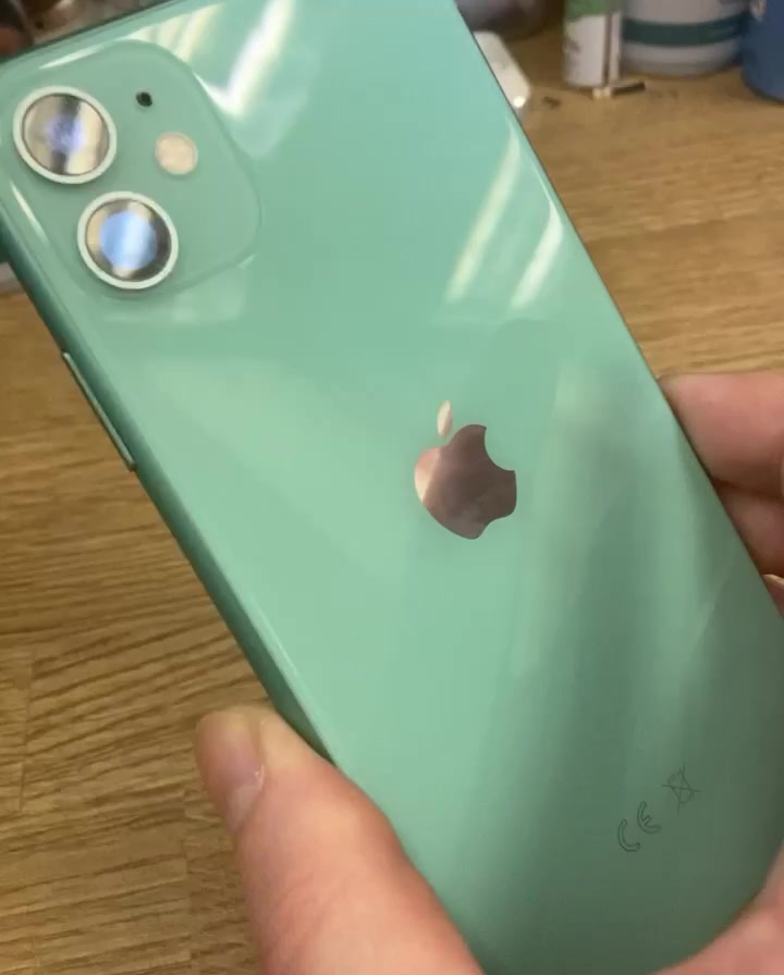 iPhone 11 converted to mint green from white after a badly damaged