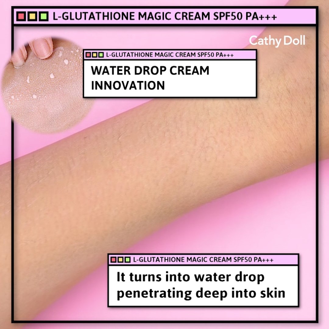 karmart cathy doll l-glutathione magic cream spf 50 pa+++ SPF50 PA+++, a perfect sunscreen that guarantees..., ◽️ Brightening effect, ◽️ Cooling sensation, ◽️ UV protection, ◽️ No sticky feeling, #karmartsclub #karmarts Size:90 Tablets - 1 Bottle and provides high permeability Bio-based glutathione production: Microbial Skin Concern_not congestion