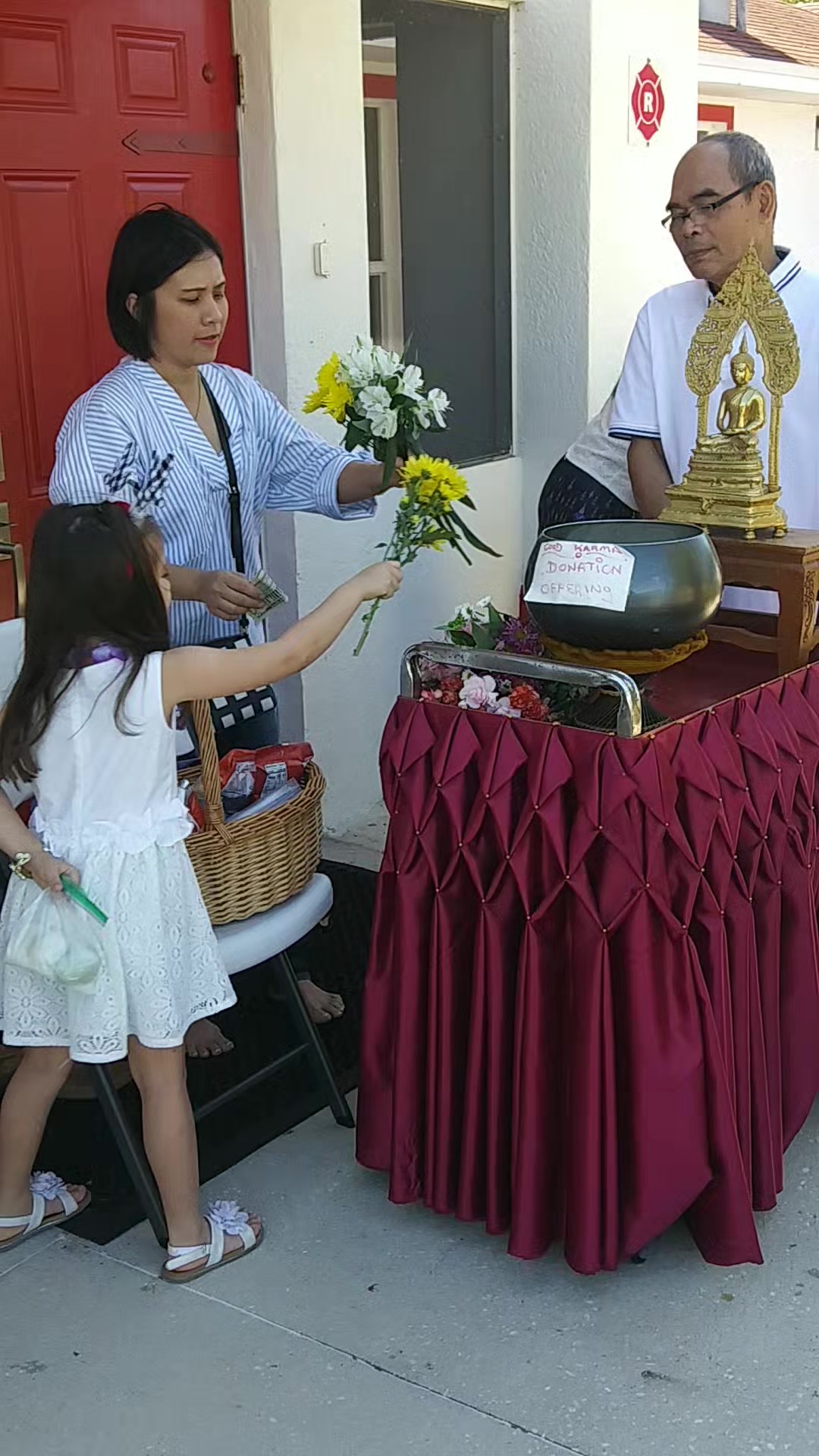 Beautiful display of Merit making through offerings as the Monks go for ...