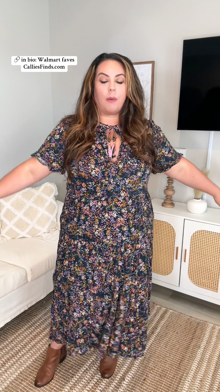 Are you a BOHO bestie! This plus size fall jessica simpson dress frim @Walmart is such a great find! 🔗 in my Walmart “dresses” list. #walmartfashion #walmart #plussizeedition #fallfashion