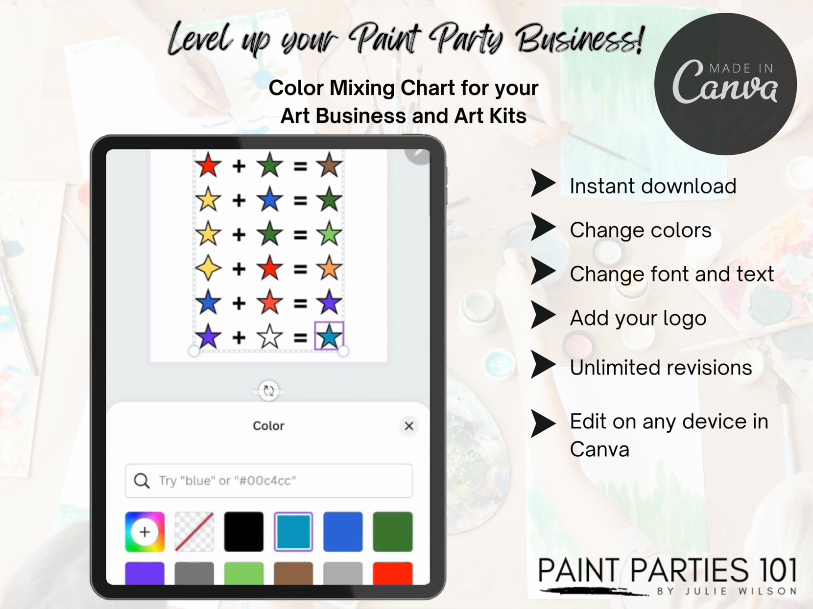 Editable Color Mixing Chart Templates... - Paint Parties 101