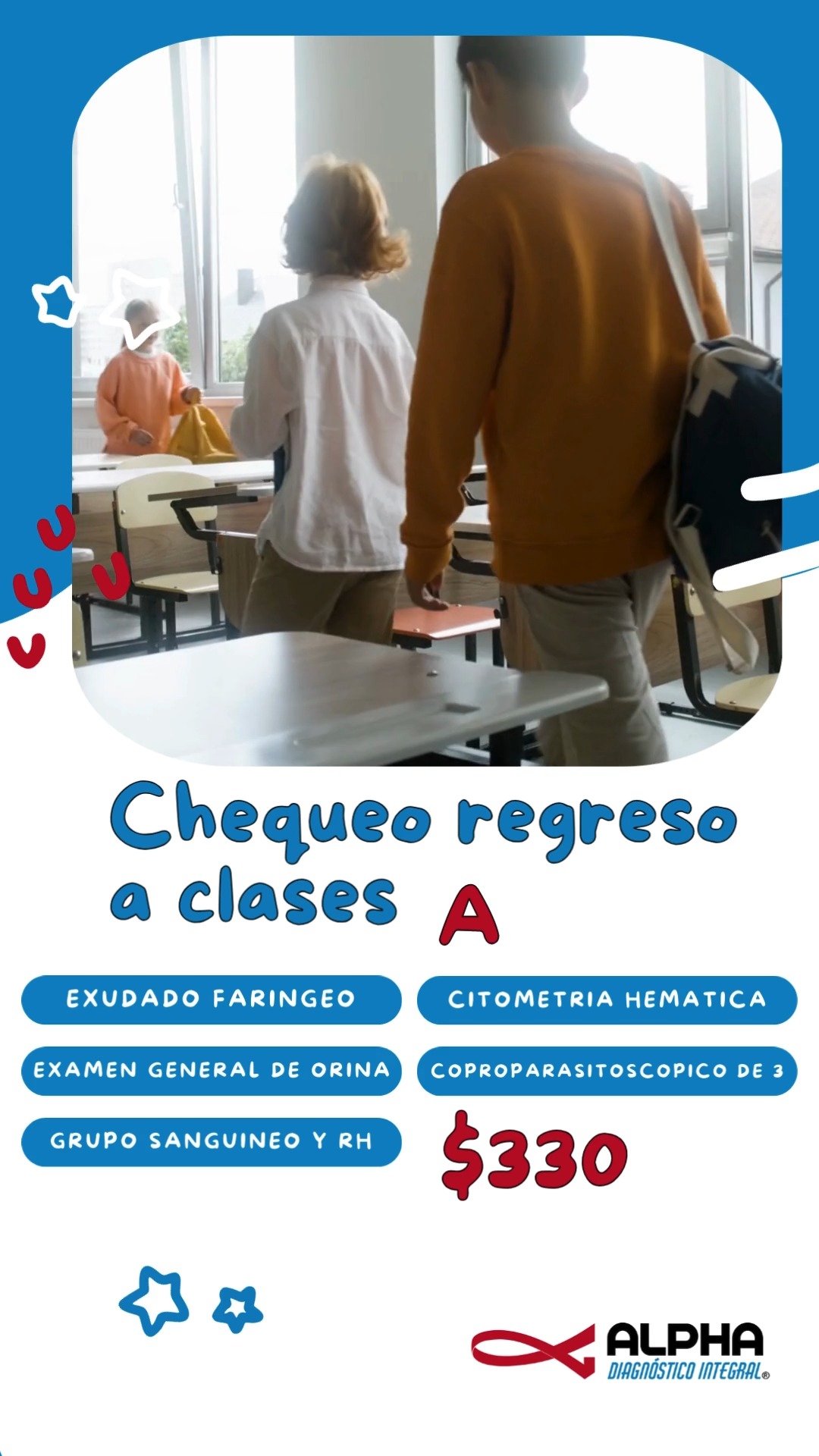 🎒 ¡Vuelve a clases con salud y seguridad! 📚 En ALPHA Diagnóstico ...
