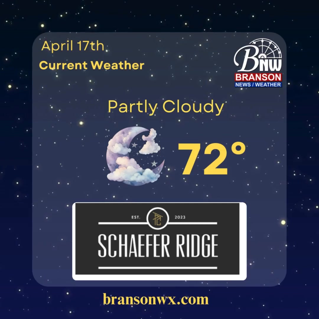 72° and partly cloudy to wrap up our Thursday in our part of the Ozarks ...