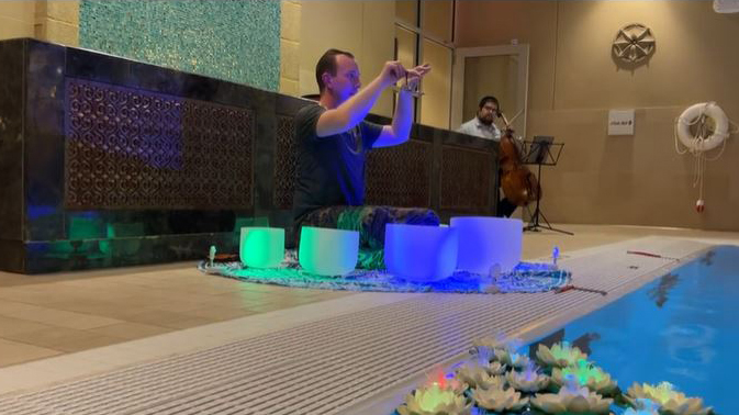 Imagine floating in a peaceful pool as you hear the soothing sounds of ...