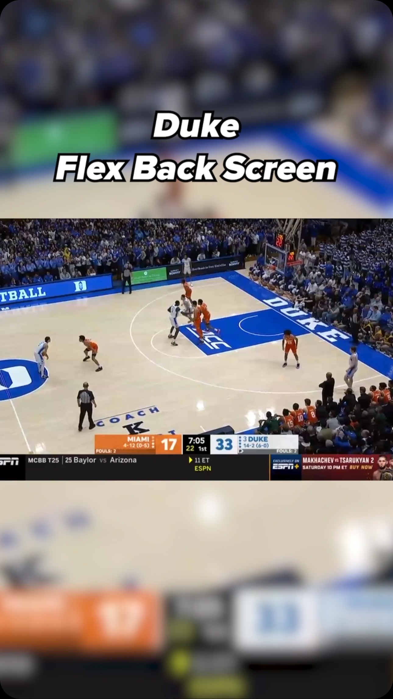 Duke going from a chin screen into a flex cut and backscreen for the ...