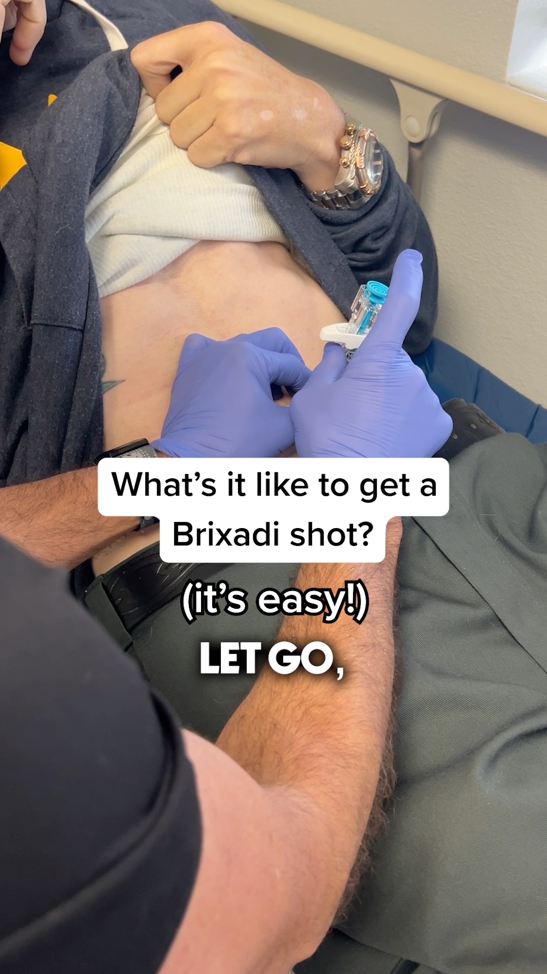 Quick demonstration of administering the Brixadi shot on a patient ...