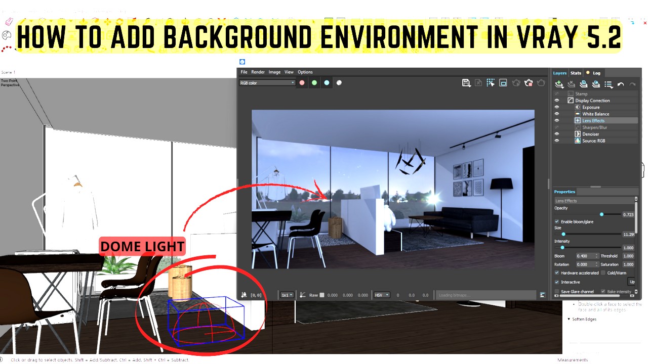 How to add background environment in sketchup using dome light in vray ...