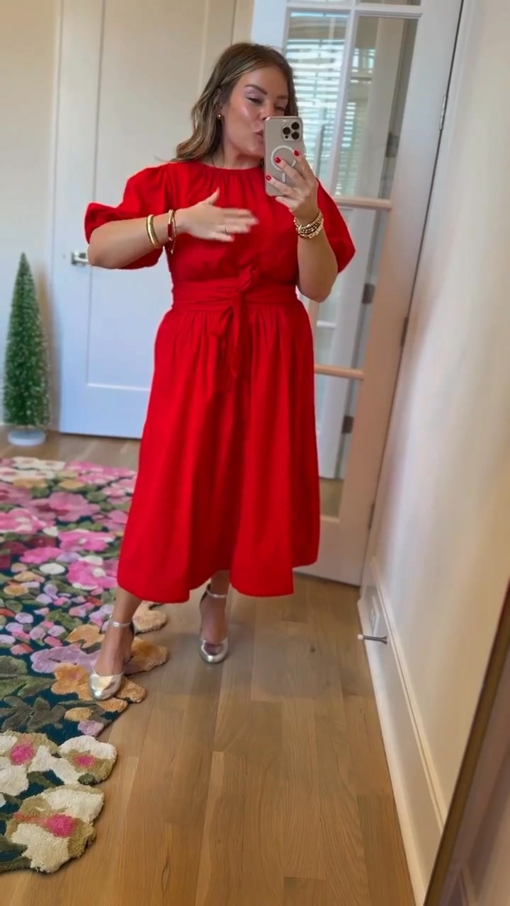 Santa called… he wants his favorite shade of red back. 😉🎅 Loving this beautiful midi dress from Walmart for the holidays! Comment LINK for the dress deets!, #mididress #holidayfashion #Walmart 