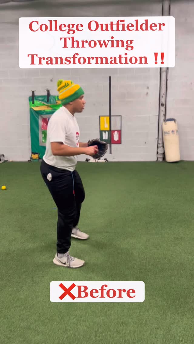 Outfielder improving throw mechanics in 1 session. @not.zionnn7 was ...