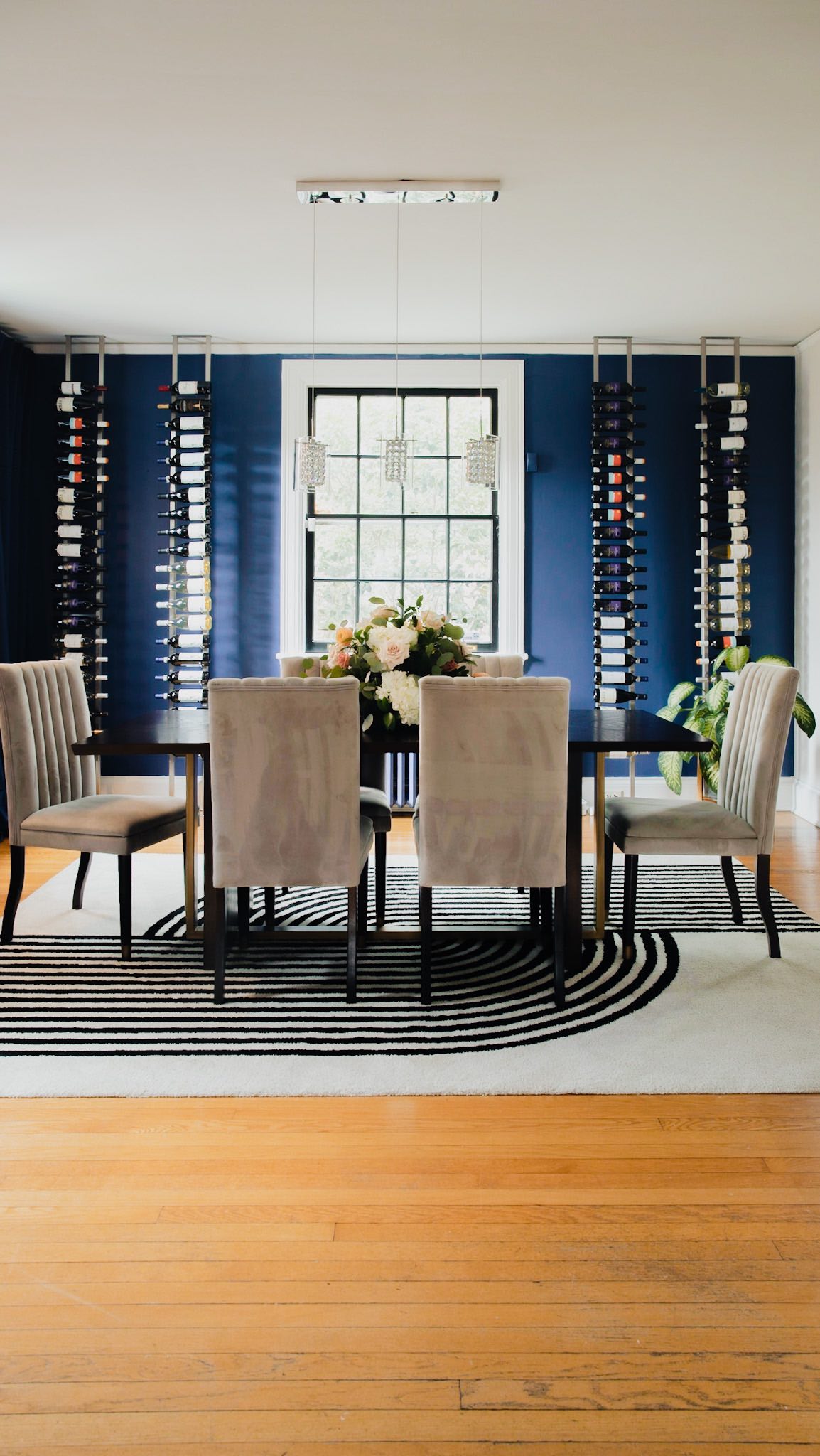 Before and After of the Moody, Blue Wine Wall dining room project. Find ...
