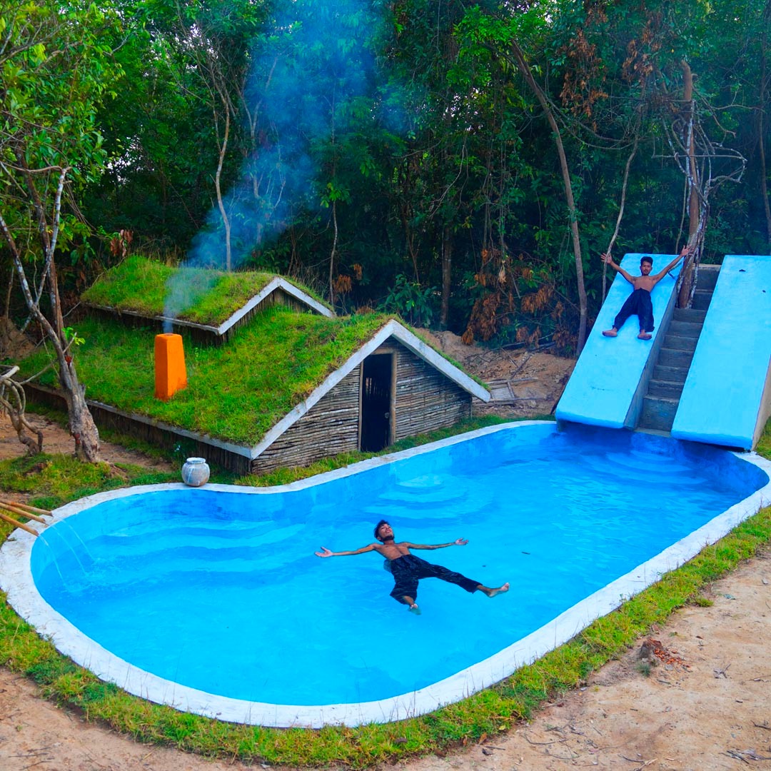 121 Days Building Underground House With Water Slide To Swimming Pool ...