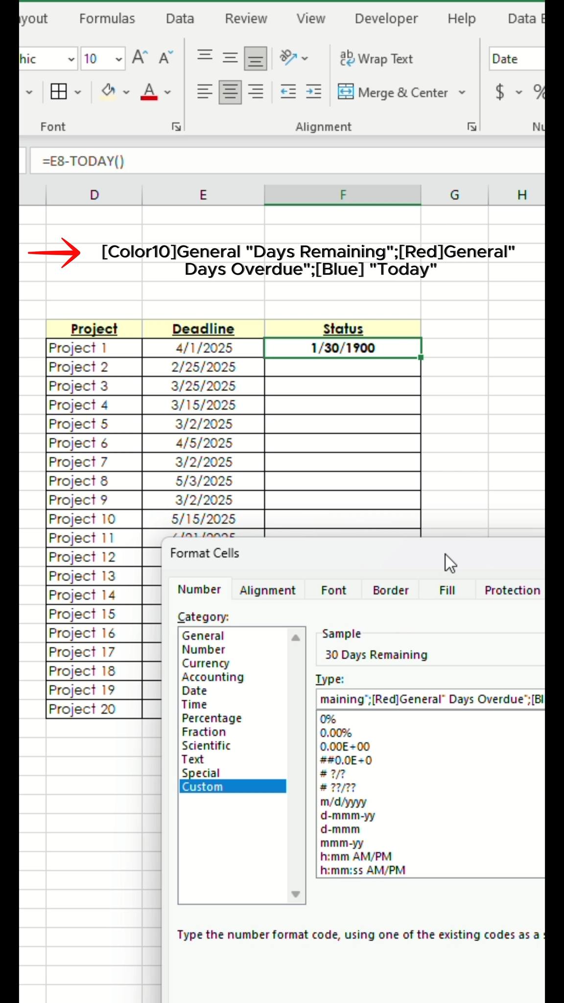 Deadline Tracker using TODAYS function | Excel Basics | Facebook