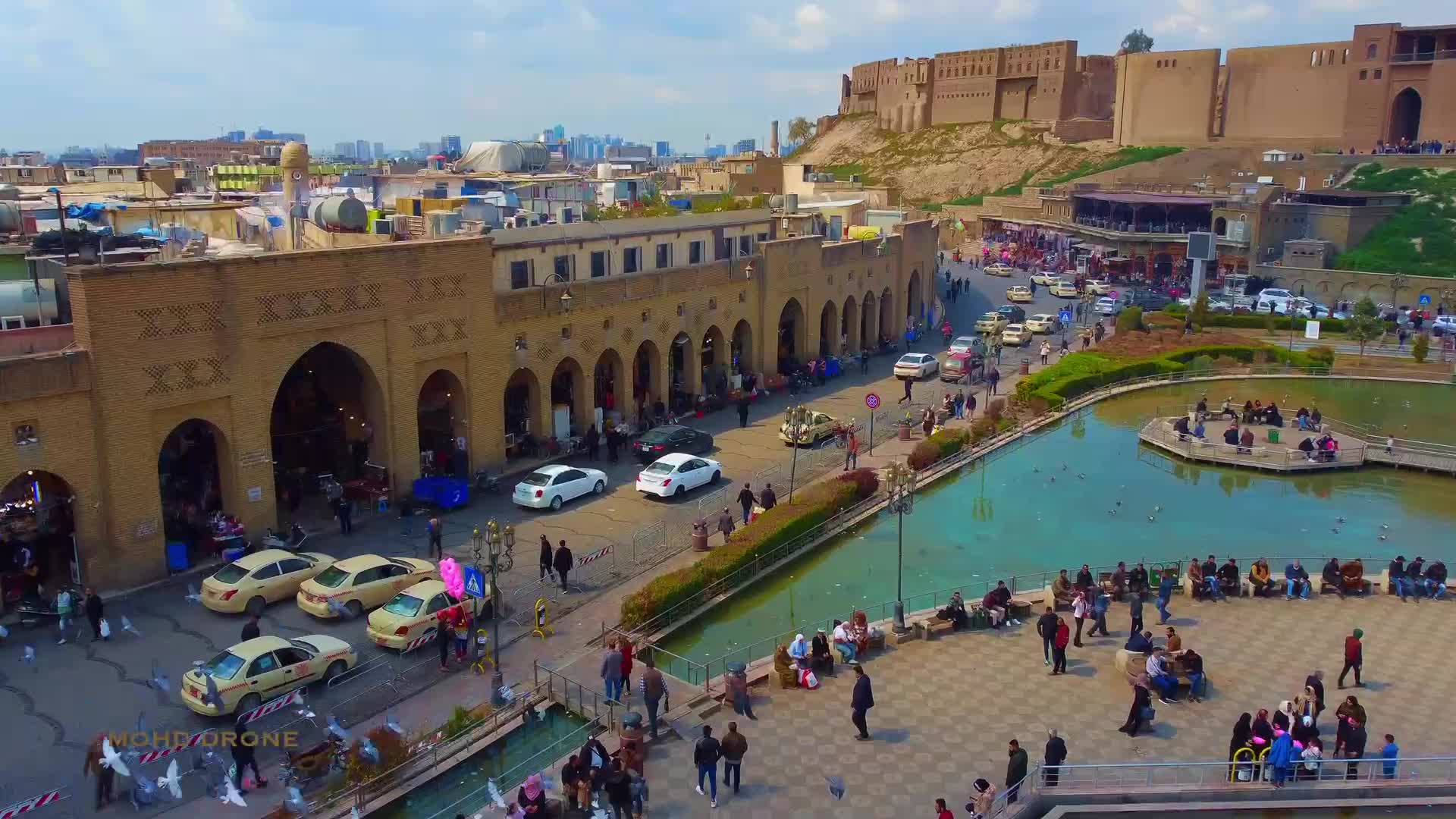 Flying over Erbil Fountain and Machko’s Ancient Cafe 📸 Mohd Drone ...