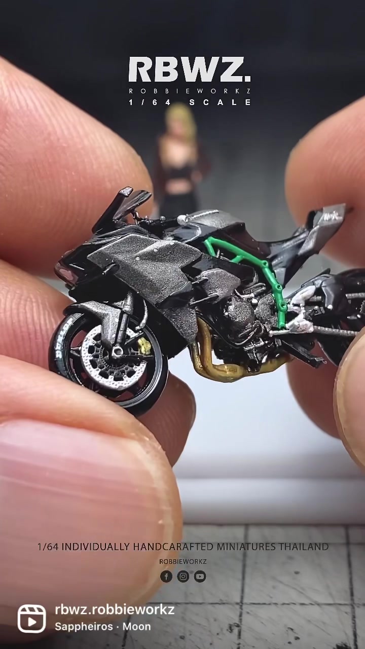 1/64 scale, Kawasaki Ninja H2 🖤 - Raw 3D resin printed by 164