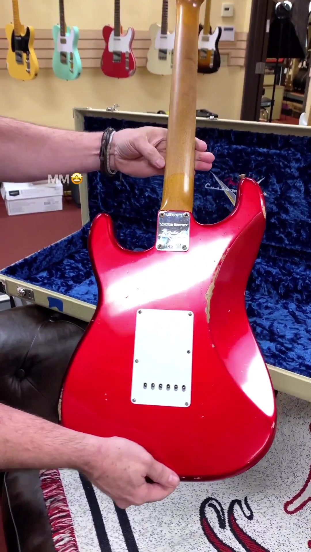 This Fender Custom Shop '60 Relic Strat in Candy Apple Red is as