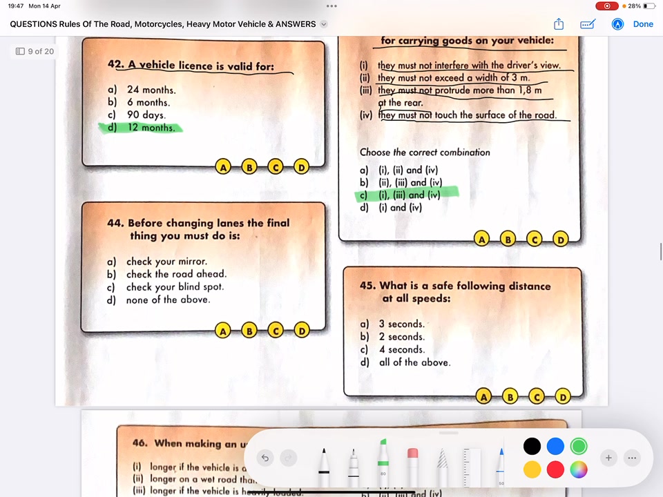 In this video we do all the questions on the rules of the road. Please ...