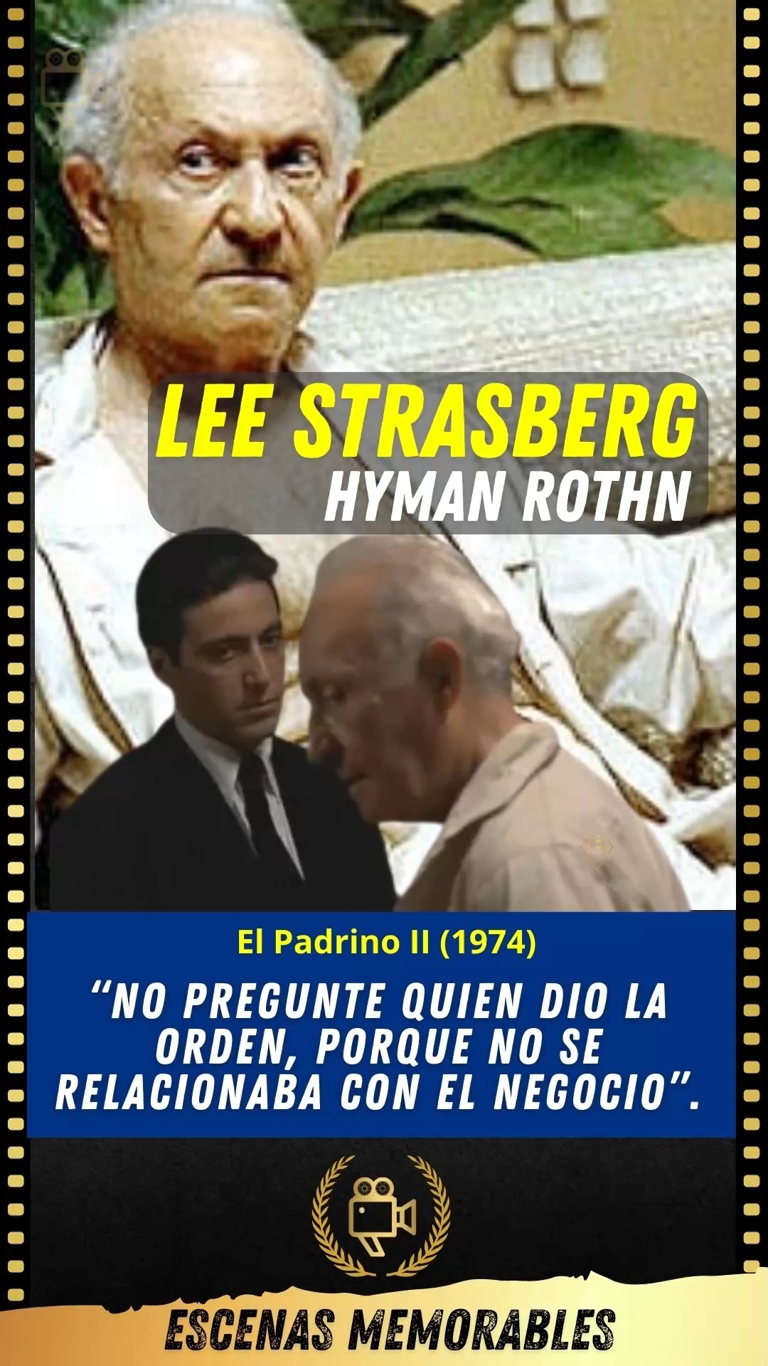 Lee Strasberg (Hyman Roth) El Padrino... - Escenas Memorables | Facebook